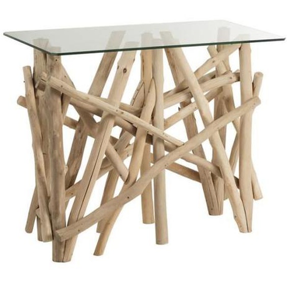 Console en Bois flotté-Verre - TOUSMESMEUBLES - Meuble d’entrée - L 96 x l 47 x H 77 - Style Campagne
