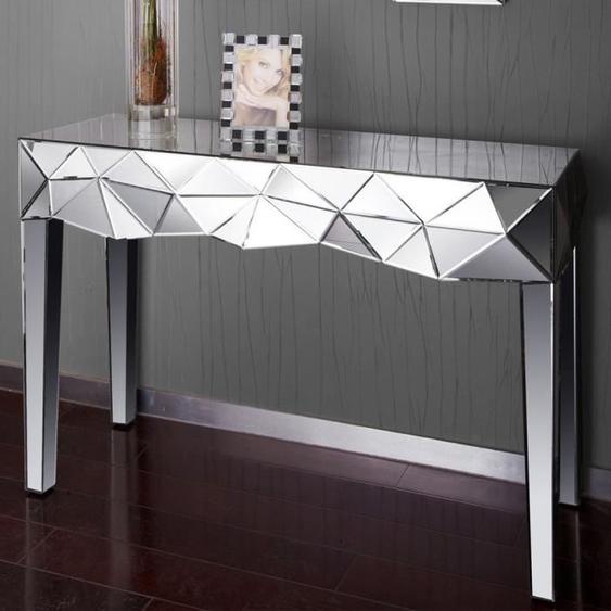 Console en verre design relief miroir - MEUBLER DESIGN - LEWIS - 120x40x80 cm - Gris