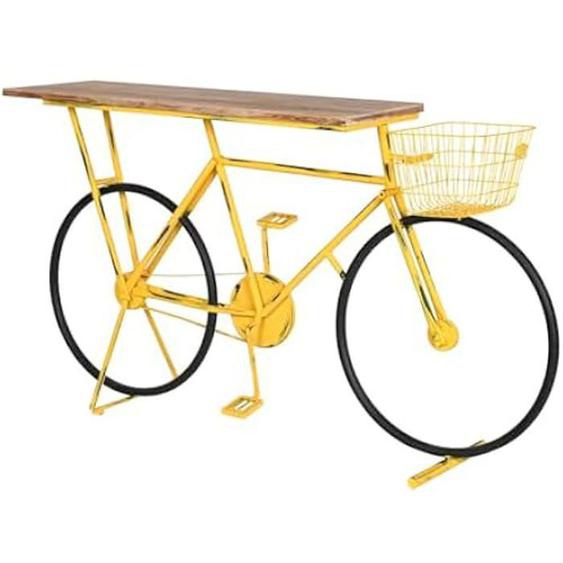 Console - HOME ESPRIT - Jaune et Noir - Bois et Métal - 160 x 40 x 94 cm - Meuble dentrée