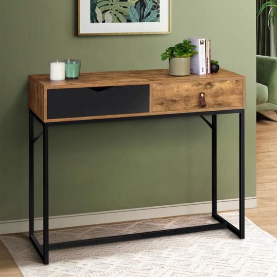 Console - IDMARKET - CHICAGO - 2 tiroirs - Style industriel - Loft