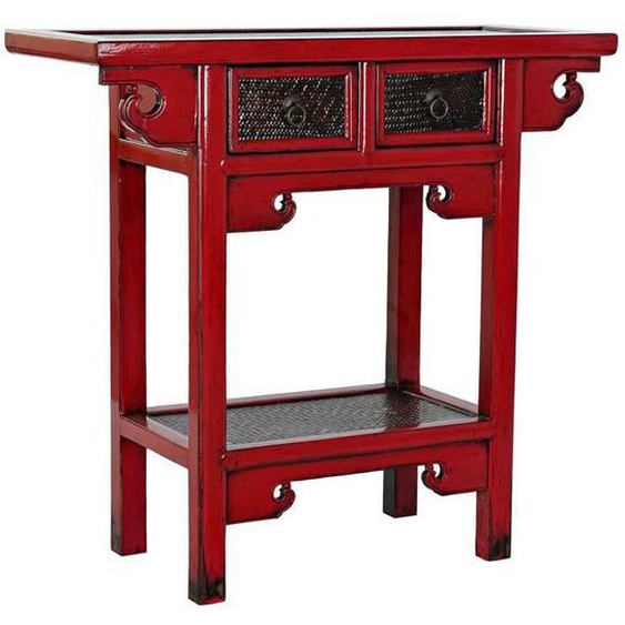 Console Table console en métal et orme coloris rouge et marron foncé - Longueur 85 x Profondeur 35 x Hauteur 80 cm