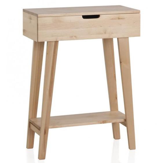 Console, table dappoint en bois de bouleau massif coloris naturel - Longueur 60 x Hauteur 80 x Largeur 30 cm