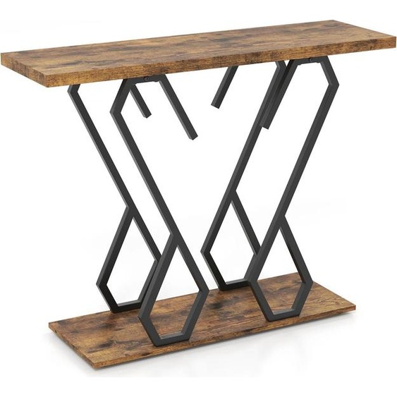 Console - Table dentrée - Design étroit - Structure en bois - Pour couloir/couloirs étroits - Montage nécessaire - Marron