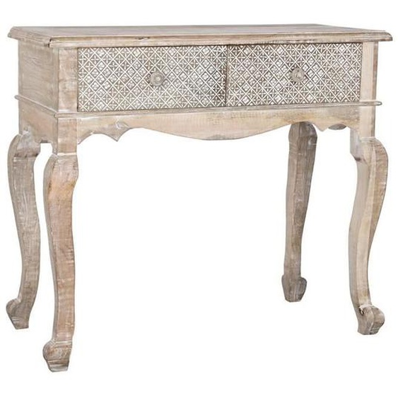 console Table en bois de manguier coloris naturel-blanc - Longueur 91 x Profondeur 42 x Hauteur 81 cm