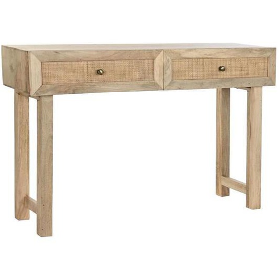 console Table en bois de manguier et rotin coloris naturel - Longueur 120 x Profondeur 35 x Hauteur 77 cm