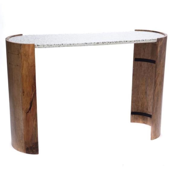 Console - AMADEUS - Terrazzo - Plateau en pierre terrazzo - Supports en bois de manguier - Style contemporain