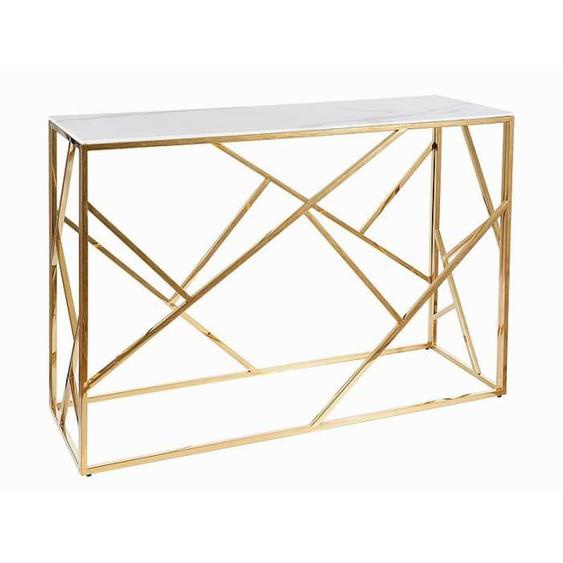 Table console - AC-DÉCO - Design - Verre effet marbre - Inox - Doré - H 78 x l 120 x P 40 cm