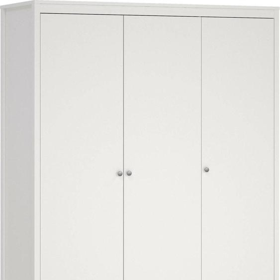 Conti - Armoire 3 Portes, 150x58 cm, Blanc, Porte-manteaux