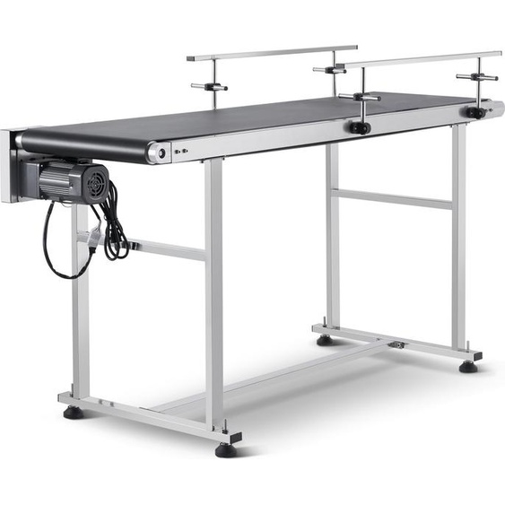 Convoyeur à bande, table de transport de 1498,6 x 398,8 mm, convoyeur à bande motorisé pour les applications de codage à jet dencre, bande PVC entraînée, antistatique, vitesse réglable (double glissière de sécurité)