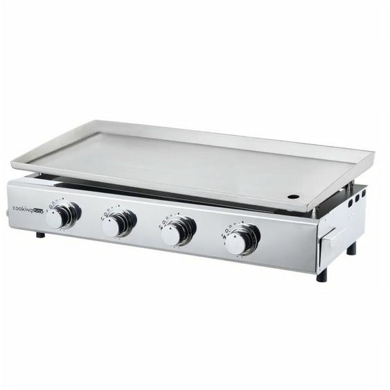 Plancha a gaz - 4 feux - brasilia - Tout inox - Surface cuisson - xxl - 84 x 34 cm