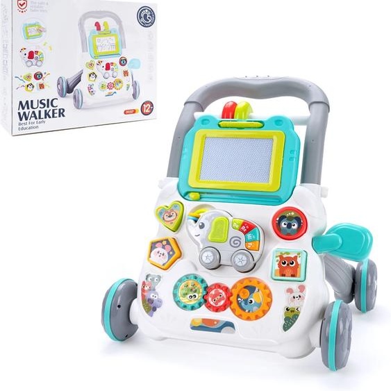 COOLPLAY Jouets de marche pour bébé avec musique et tableau à dessin, trotteur multifonctionnel déveil et dapprentissage pour nourrissons de 12 mois et plus
