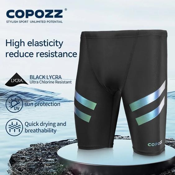 COPOZZ hommes peau de requin hydrofuge maillot de bain de longueur courte et cinq-quarts maillot de bain maillots de bain slips de course L-4XL