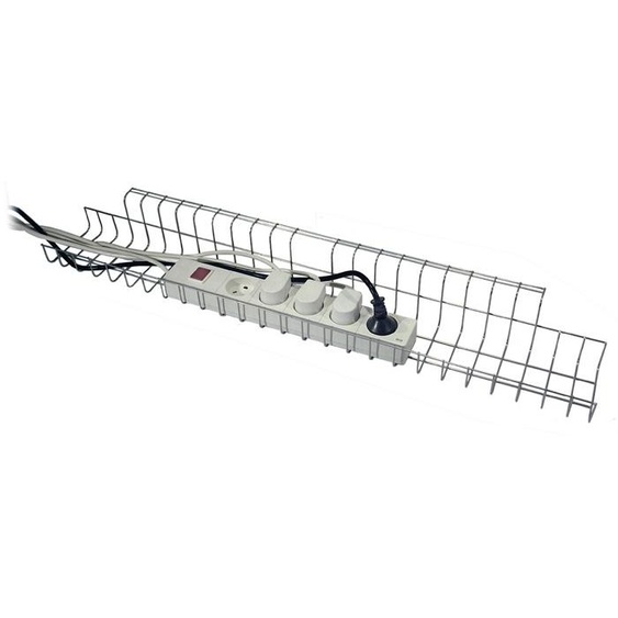 Corbeille à câbles L790xP100xH80-85mm argentée pour bureau