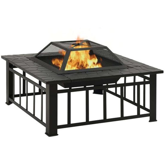 Corbeille à feu avec tisonnier 79x79x46,5 cm XXL Acier