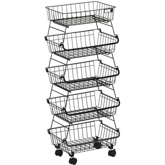 HOMCOM - paniers - Métal - 40x28x97cm - Noir