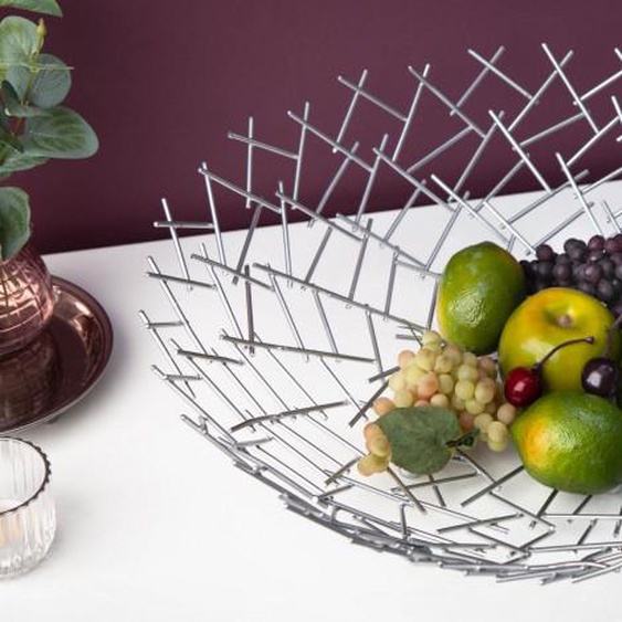 Corbeille à fruits design argentée - Diego