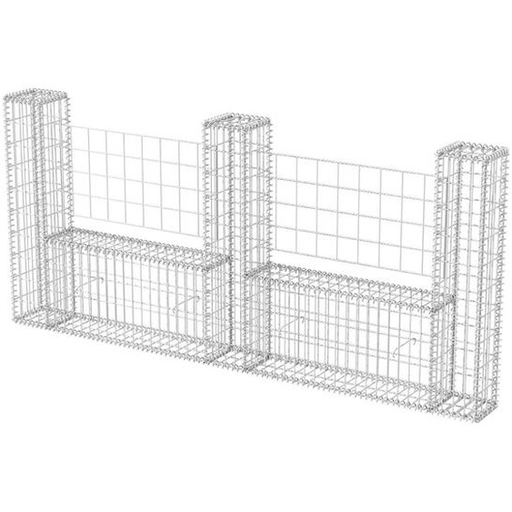 Panier de gabion en forme de U Acier galvanisé 240x20x100 cm
