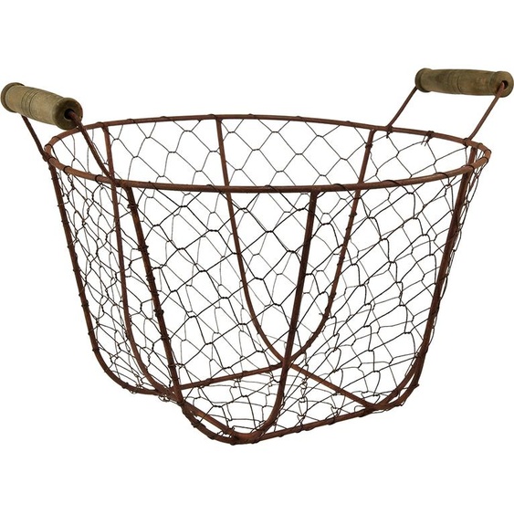 Corbeille en fil de fer Vintage ronde avec poignée, rouille Déco Corbeille Ø26,5cm pour une décoration nostalgique