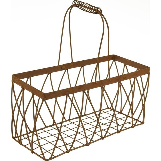 Corbeille grillagée en métal aspect rouille Vintage, corbeille décorative rectangulaire, polyvalente 28x13,5x14cm 2er Set