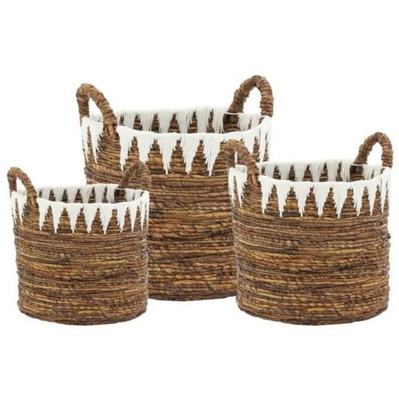 Corbeilles de rangement en chanvre et coton - AUBRY GASPARD - Série de 3 - Blanc - Mixte - Non