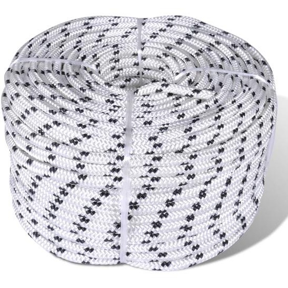 Corde de bateau tressée Polyester 8 mm 500 m Blanc