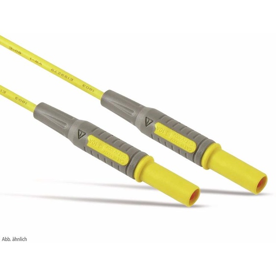 Cordon de mesure, 2x fiches de sécurité, 4mm, 18AWG, jaune, 1m, cordon de mesure multimètre, cordon de mesure pour multimètre, câble pour multimètre, pointes de mesure pour multimètre
