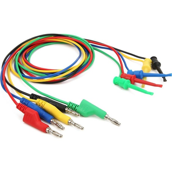 Cordon de mesure à fiche banane, fil dessai P1045, 5 St��ck, 4 Mm, Fiche banane empilable Pour tester les bornes à crochet, fil dessai pour multimètre, fil de câble flexible de 3,3 pieds, cuivre de laboratoire