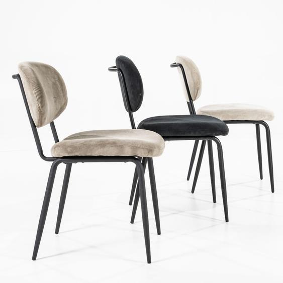 Cosmo - Lot de 2 chaises en velours côtelé et métal - Couleur - Taupe