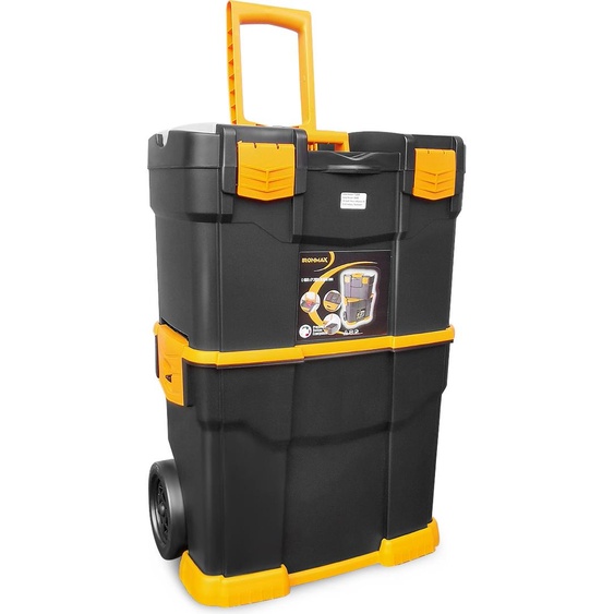 COSTWAY 2 en 1 Chariot à outils, valise datelier mobile avec coffre de rangement amovible, caisse à outils Caisse à outils 46 x 28 x 66,5 cm