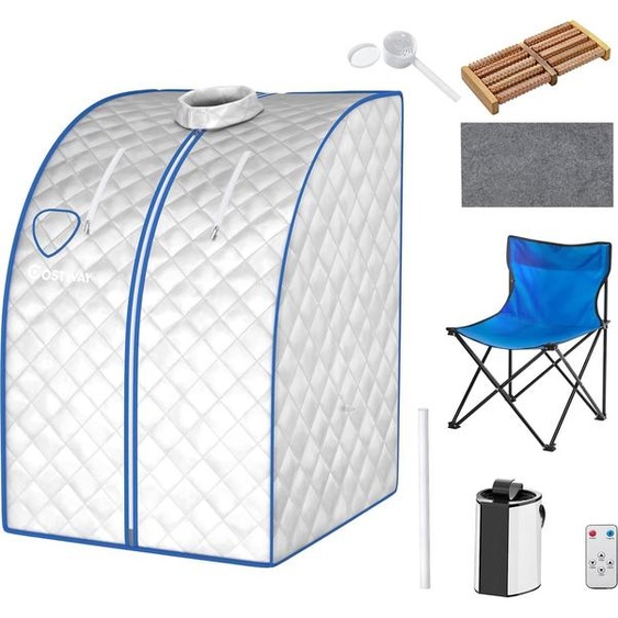 COSTWAY 3L Mini sauna vapeur 1000W avec fonction de vaporisation, température réglable, télécommande et siège, 78x87x101cm