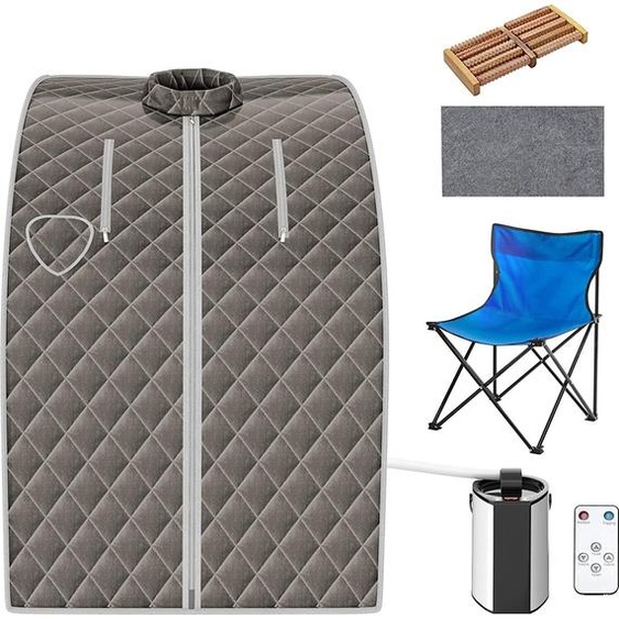 COSTWAY 3L Mini sauna vapeur 1000W avec fonction de vaporisation, température réglable, télécommande et siège, 78x87x101cm
