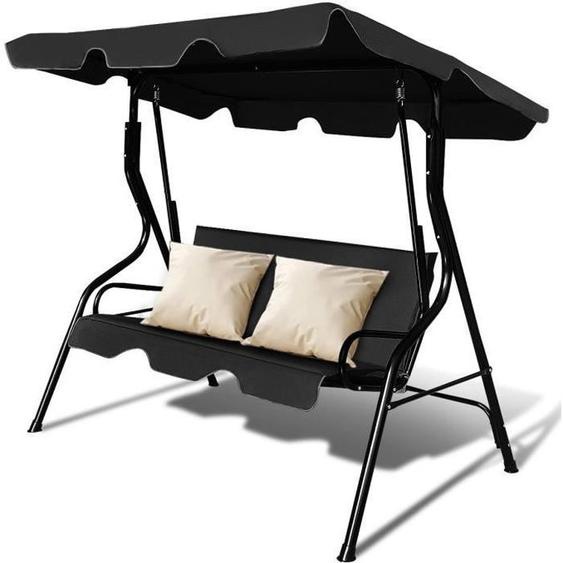 COSTWAY Balancelle de Jardin sur Pied 3 Personnes avec Toit Réglable Imperméabilisant pour Jardin Terrasse Charge Max 210KG-Noir