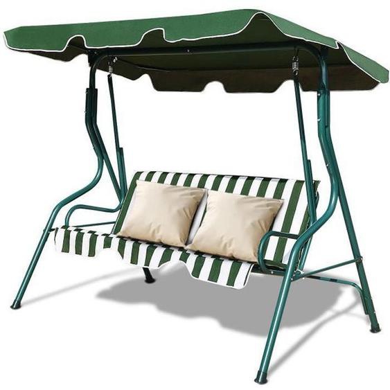 COSTWAY Balancelle de Jardin sur Pied 3 Personnes avec Toit Réglable Imperméabilisant pour Jardin Terrasse Charge Max 210KG-Vert