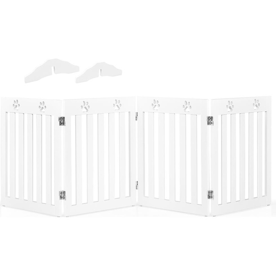 COSTWAY Barrière pour chiens, Barrière de sécurité en bois pliable, Barrière descalier 60cm de haut