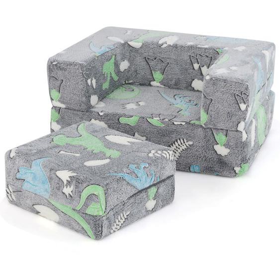COSTWAY Canapé Enfants Modulaire Phosphorescent avec Coussin, Housse Lavable en Machine, Rembourrage en Mousse Haute Densité