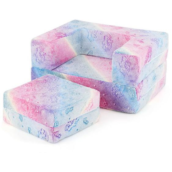 COSTWAY Canapé Enfants Modulaire Phosphorescent avec Coussin, Housse Lavable en Machine, Rembourrage en Mousse Haute Densité,