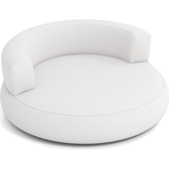 COSTWAY Canapé gonflable, canapé pneumatique rond avec dossier et larges accoudoirs, fauteuil pneumatique recouvert de lin, fauteuil de sol, canapé gonflable de sol, blanc