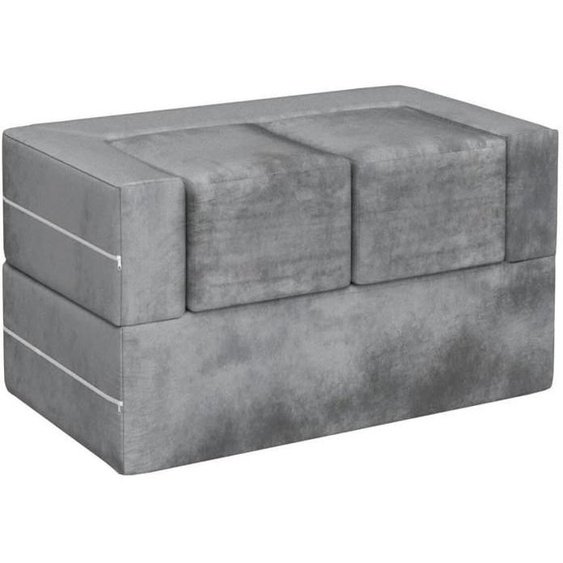 COSTWAY Canapé Modulaire pour Enfants 3 Pièces Convertible en Mousse, Canapé-lit Pliable pour Chambre, Salon, 100 x 52 x 42cm, Gris