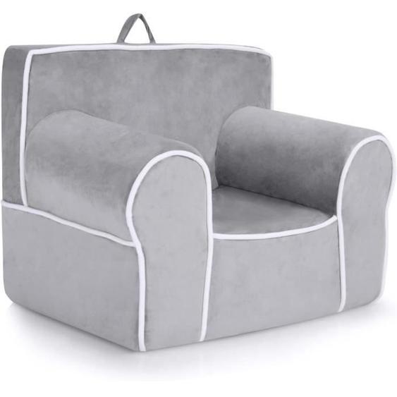 COSTWAY Canapé pour Bébé/Enfants en Velours, Siège Rempli de Mousse Souple Cadeau pour Garçon et Fille 0-5 ans Gris