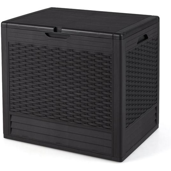 COSTWAY Coffre à coussins, Coffre à coussins résistant aux intempéries 96L, Coffre de rangement verrouillable, Coffre de jardin aspect rotin pour coussins, outils de jardin & jouets Marron