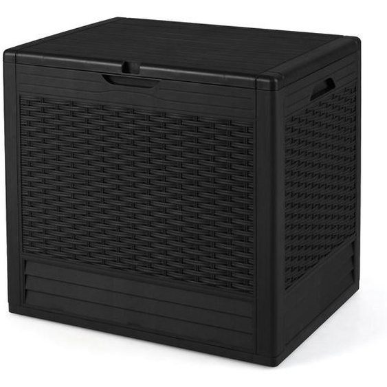 COSTWAY Coffre à coussins, Coffre à coussins résistant aux intempéries 96L, Coffre de rangement verrouillable, Coffre de jardin aspect rotin pour coussins, outils de jardin & jouets Noir