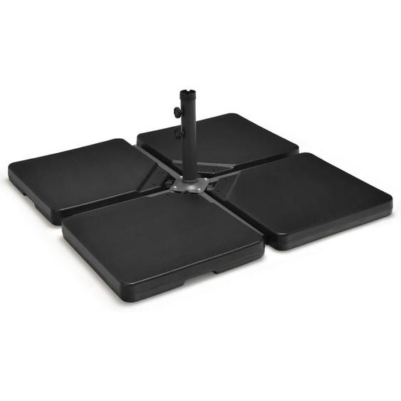 COSTWAY Dalle Parasol Déporté Lot de 4, Lestage Poids Parasol Carré en HDPE à Remplir 13 L deau ou 19,5 Kg de Sable, Base pour Parasol avec Poignée,