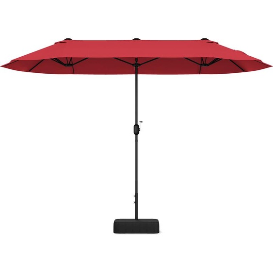 COSTWAY double parasol 400x200cm avec support et manivelle, parasol de jardin UPF 50+, parasol de marché XXL