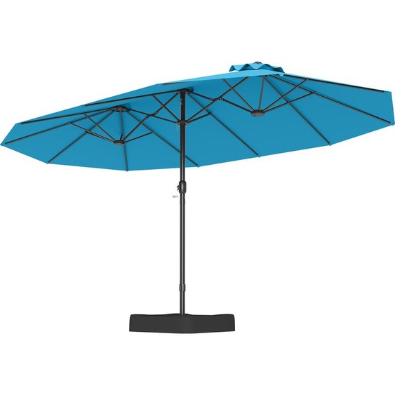 COSTWAY Double parasol UPF 50+ avec support 443x263cm, Parasol avec manivelle, Parasol de terrasse Grand XXL Turquoise