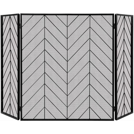 Costway - Ecran de Cheminée Pliable à 3 Panneaux de 78 x 133 cm, Pare-feu cheminée en Maille de Fer, Clôture de Cheminée avec Charnière Flexible,