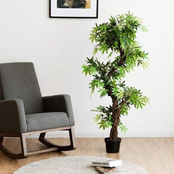 COSTWAY Erable Artificielle 160 CM Plante Artificielle avec Pot pour Décoration Interieur / Extérieur