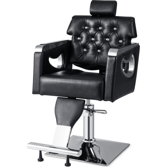 COSTWAY fauteuil de coiffure réglable en hauteur, fauteuil de coiffure inclinable de 90 à 137°, fauteuil de barber avec dossier, appui-tête & pompe hydraulique, fauteuil de barber jusquà 150kg