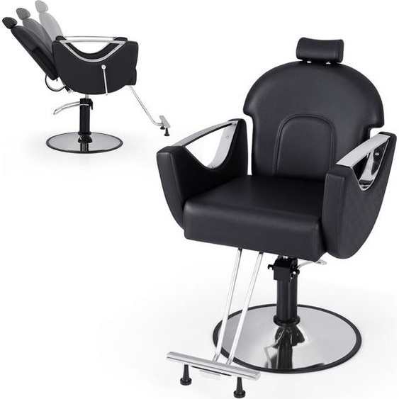 COSTWAY fauteuil de coiffure réglable en hauteur, fauteuil de salon pivotant à 360°, fauteuil de coiffure avec appui-tête & pompe hydraulique, fauteuil de barbier jusquà 150kg noir