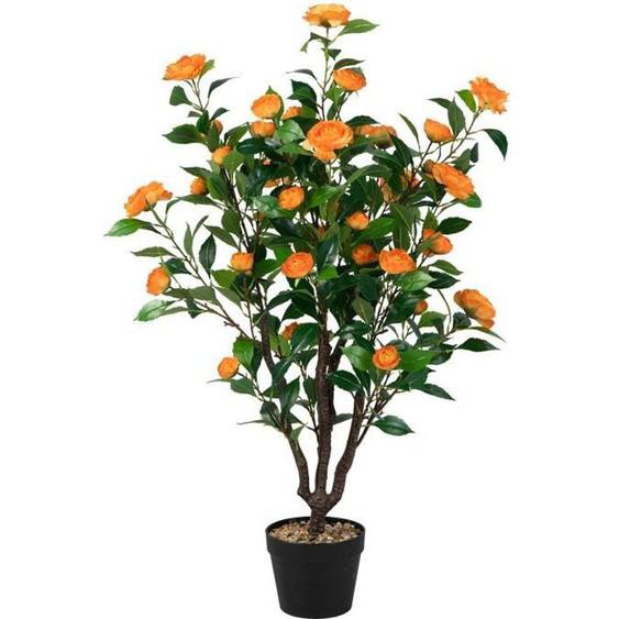 COSTWAY Fleur Artificielle Camélia 37 Têtes, Résistantes aux UV, 100 cm avec Pot Déco de Maison Nuptiale de Noce