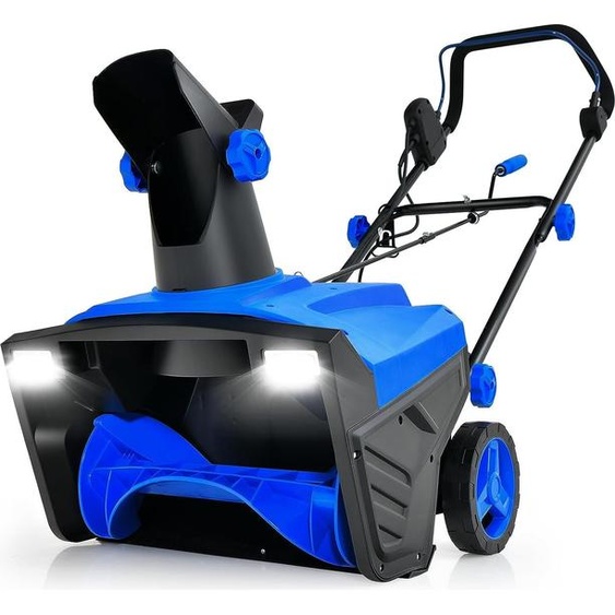 COSTWAY Fraise à neige électrique avec lampes LED & moteur 15 A, largeur de travail 50 cm, hauteur de travail 25 cm, déneigeuse filaire avec goulotte pivotante 180° & portée déjection 9 m, bleu